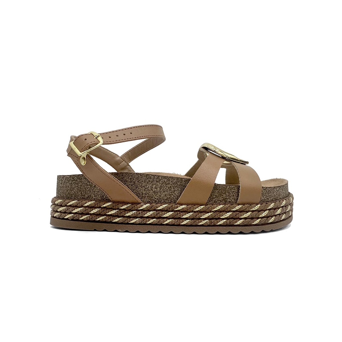 Sandália Beira Rio Papete Flatform 8546.207 Camel