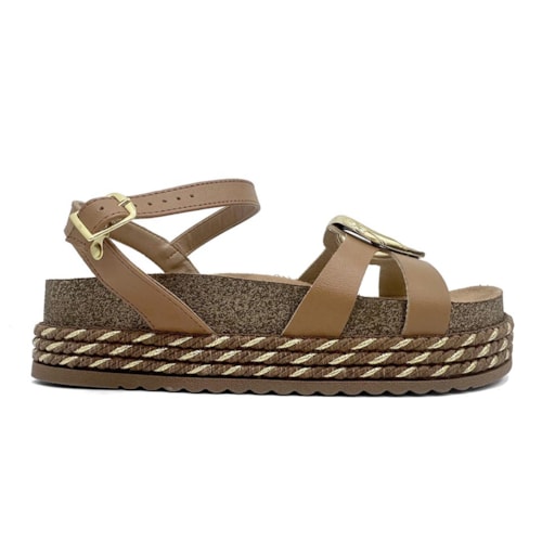 Detalhe - Sandália Beira Rio Papete Flatform 8546.207 Camel