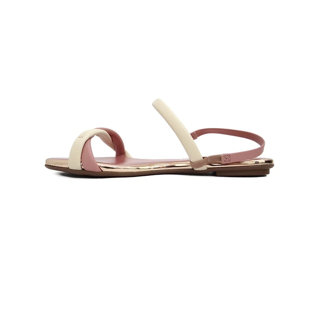 Sandália Beira Rio Rasteira 8367.648 Nude/Creme/Coral Sandália Beira Rio Rasteira 8367.648 Nude/Creme/Coral