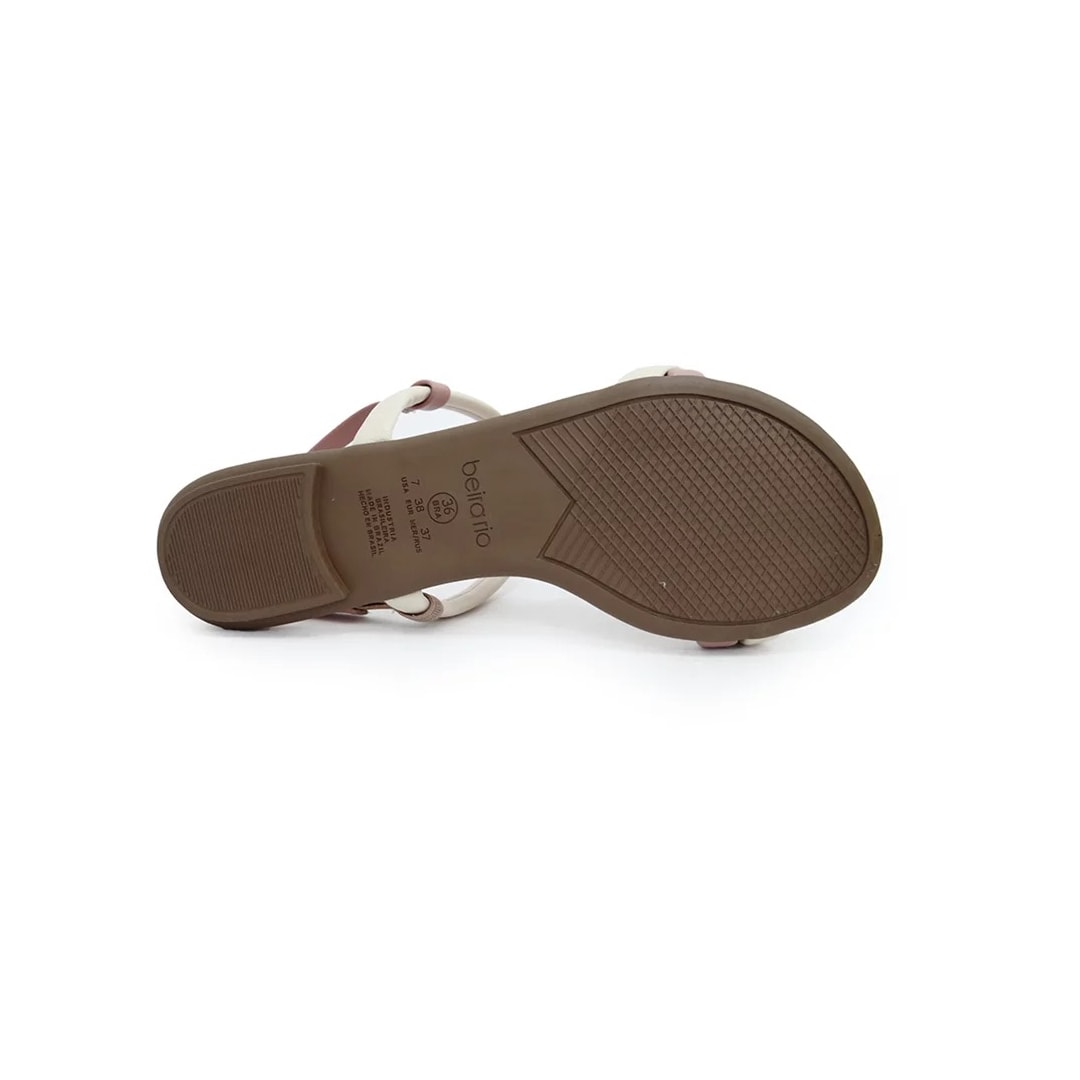 Sandália Beira Rio Rasteira 8367.648 Nude/Creme/Coral Sandália Beira Rio Rasteira 8367.648 Nude/Creme/Coral