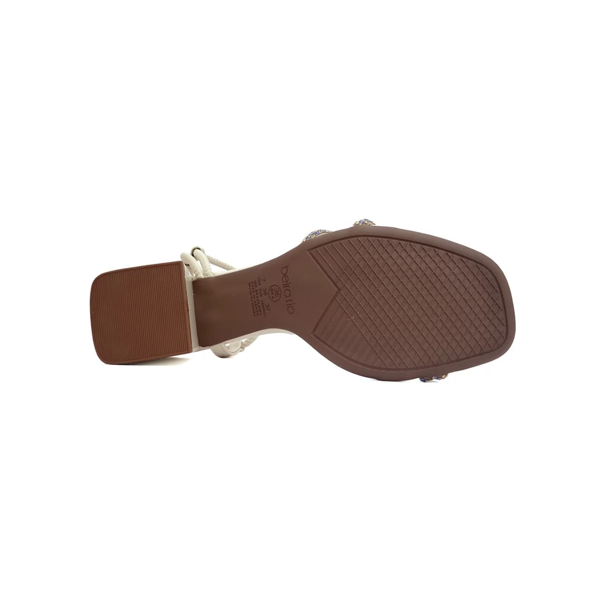 Sandália Beira Rio Salto Bloco Baixo 8423.228 Creme/Azul Sandália Beira Rio Salto Bloco Baixo 8423.228 Creme/Azul