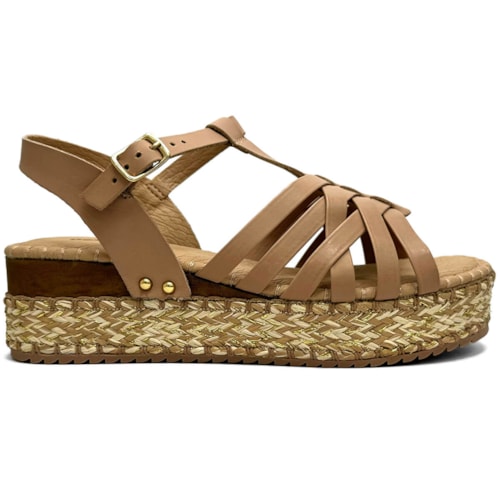 Detalhe - Sandália Bottero Anabela De Couro 364203 Brown Sugar