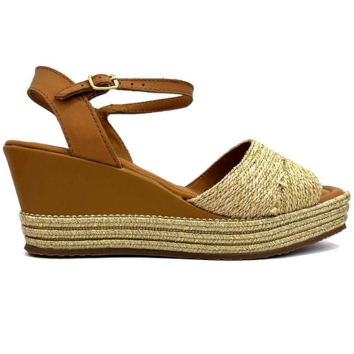 Detalhe - Sandália Bottero Anabela De Couro 365905 Natural