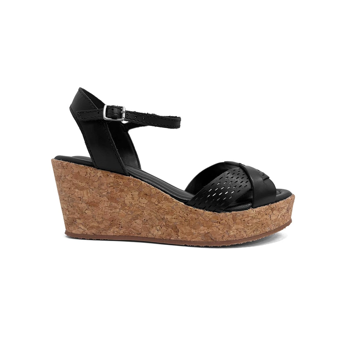 Sandália Bottero Anabela De Couro 372801 Preto