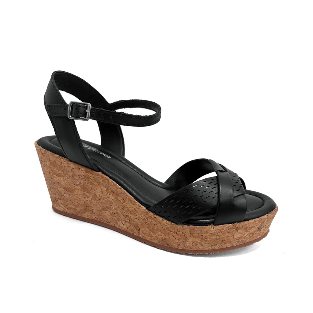 Sandália Bottero Anabela De Couro 372801 Preto Sandália Bottero Anabela De Couro 372801 Preto