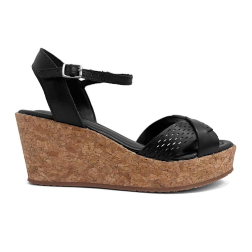 Detalhe - Sandália Bottero Anabela De Couro 372801 Preto
