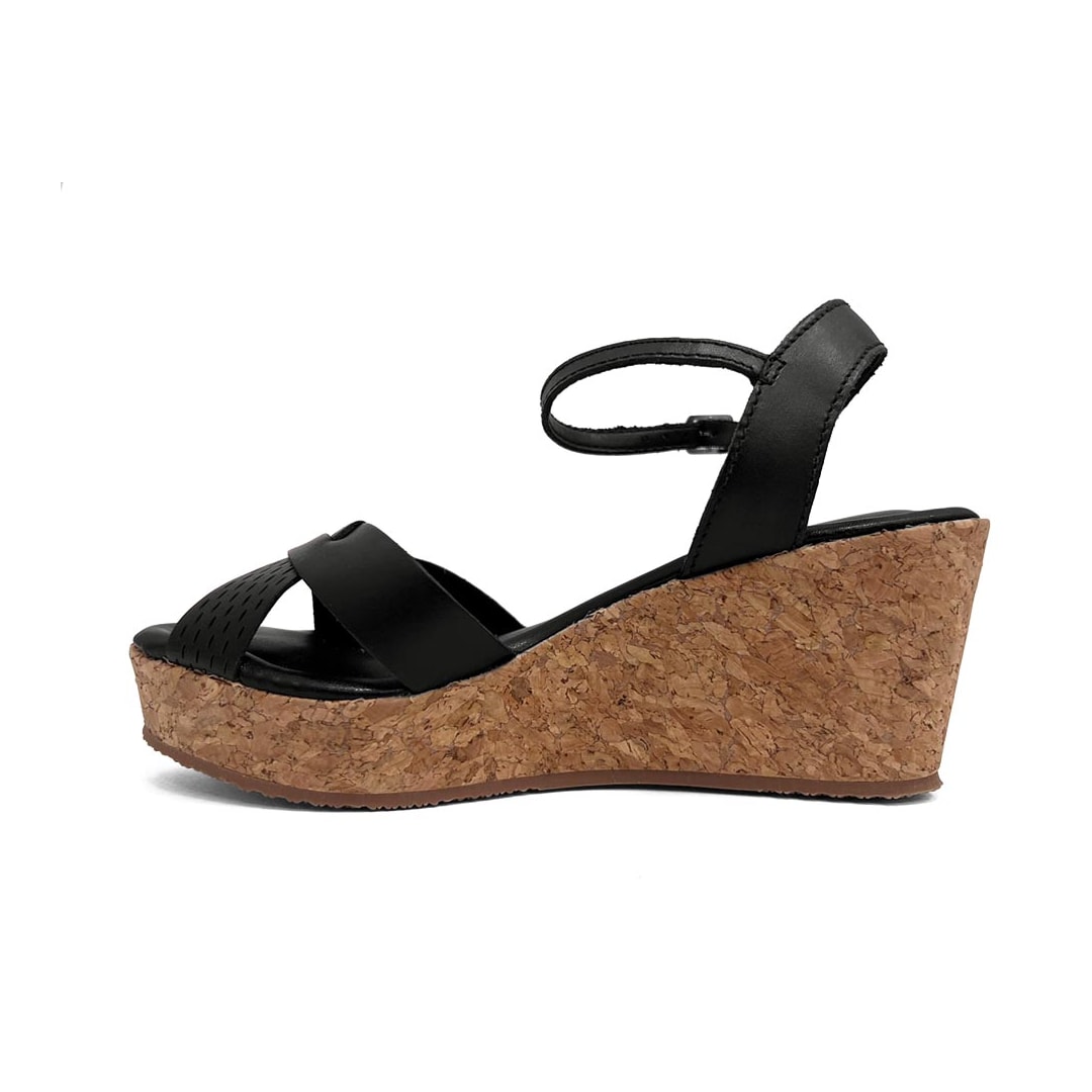 Sandália Bottero Anabela De Couro 372801 Preto