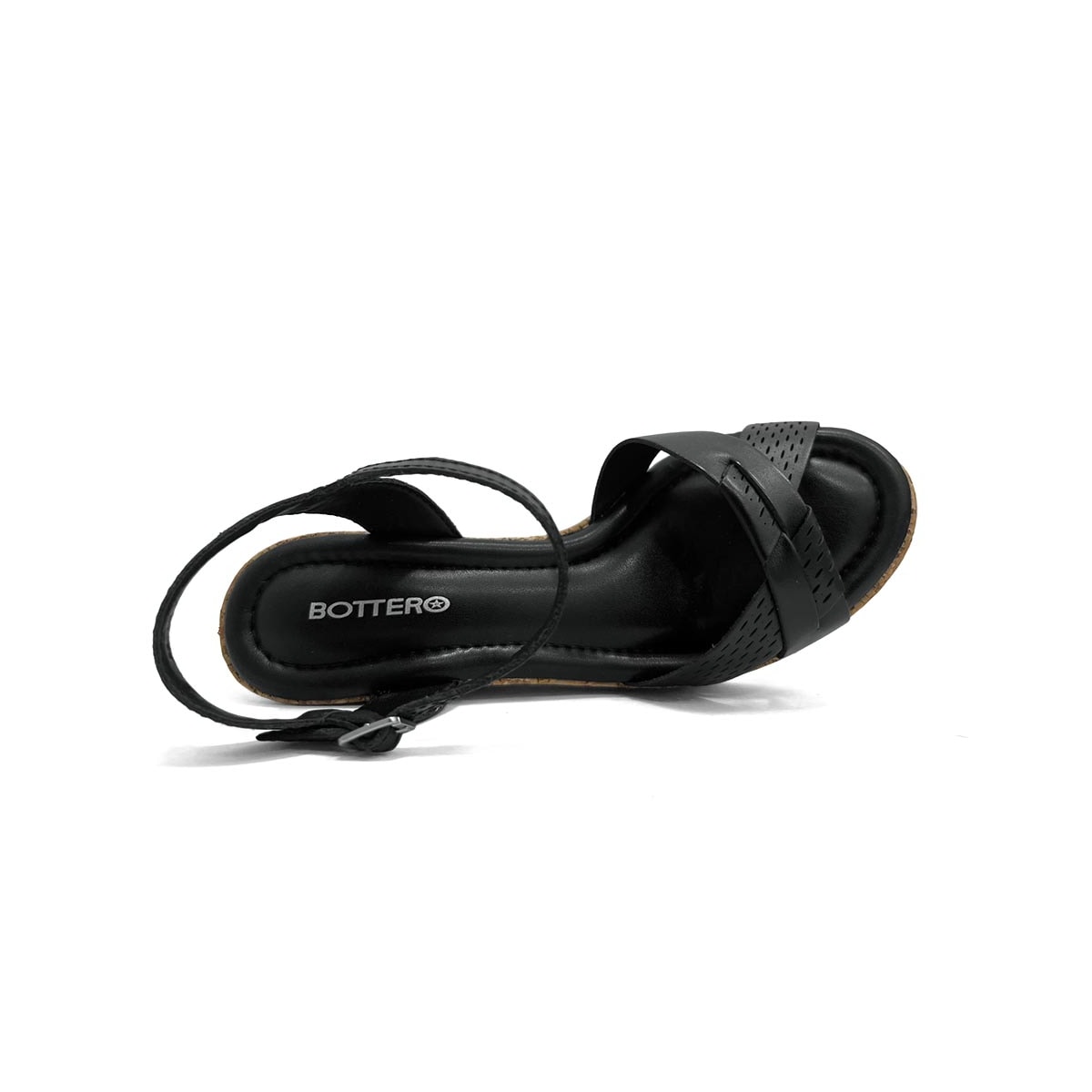 Sandália Bottero Anabela De Couro 372801 Preto