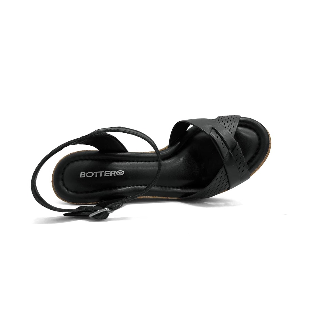 Sandália Bottero Anabela De Couro 372801 Preto