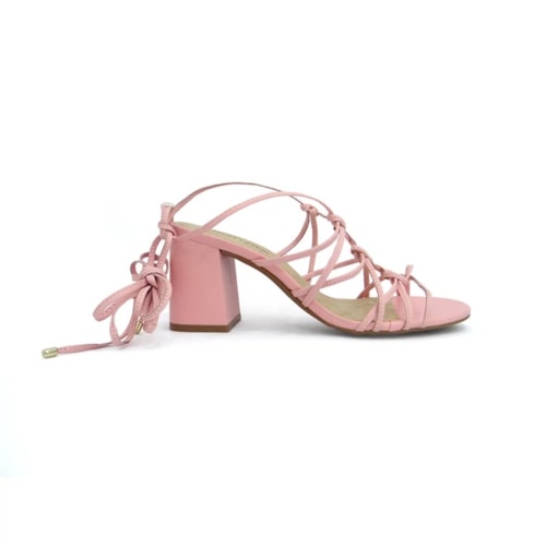 Detalhe - Sandália Bottero Couro Salto Bloco 341804 Rosa Pastel