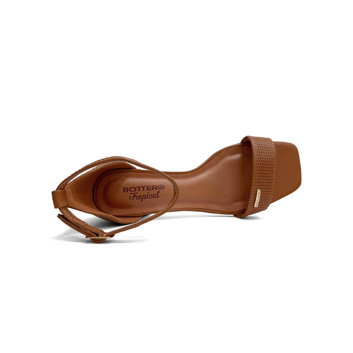 Sandália Bottero Feminina Salto Bloco Couro 374001 Caramelo