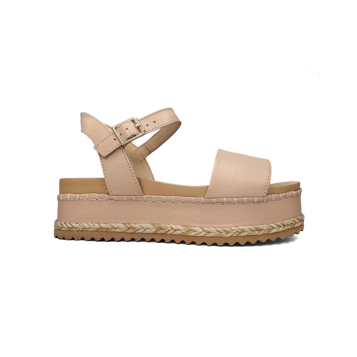 Sandália Bottero Flatform Anabela Couro 355521 Brown Sugar