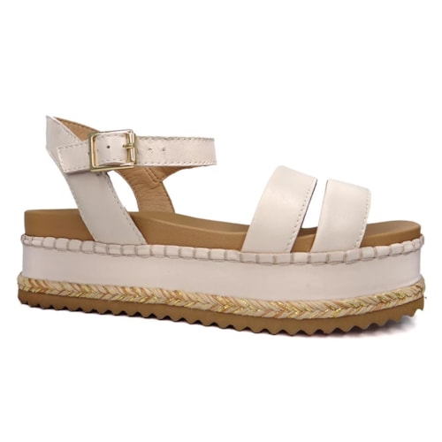 Sandalia Bottero Flatform Anabela Couro 355524 Off White