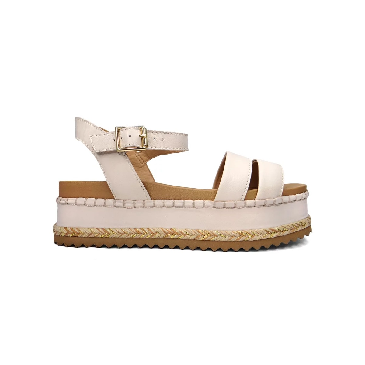 Sandália Bottero Flatform Anabela Couro 355524 Off White Sandália Bottero Flatform Anabela Couro 355524 Off White