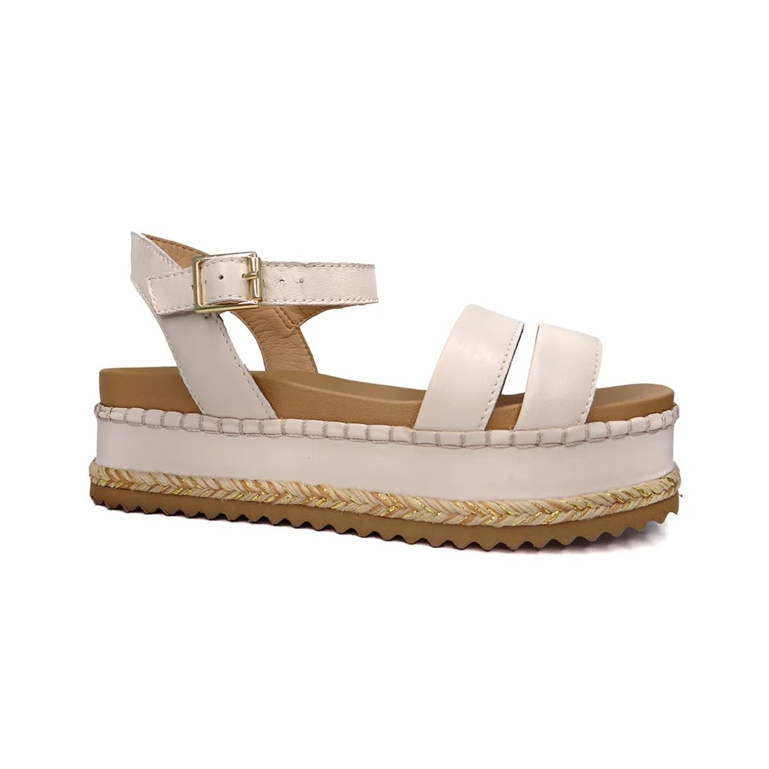 Sandália Bottero Flatform Anabela Couro 355524 Off White Sandália Bottero Flatform Anabela Couro 355524 Off White