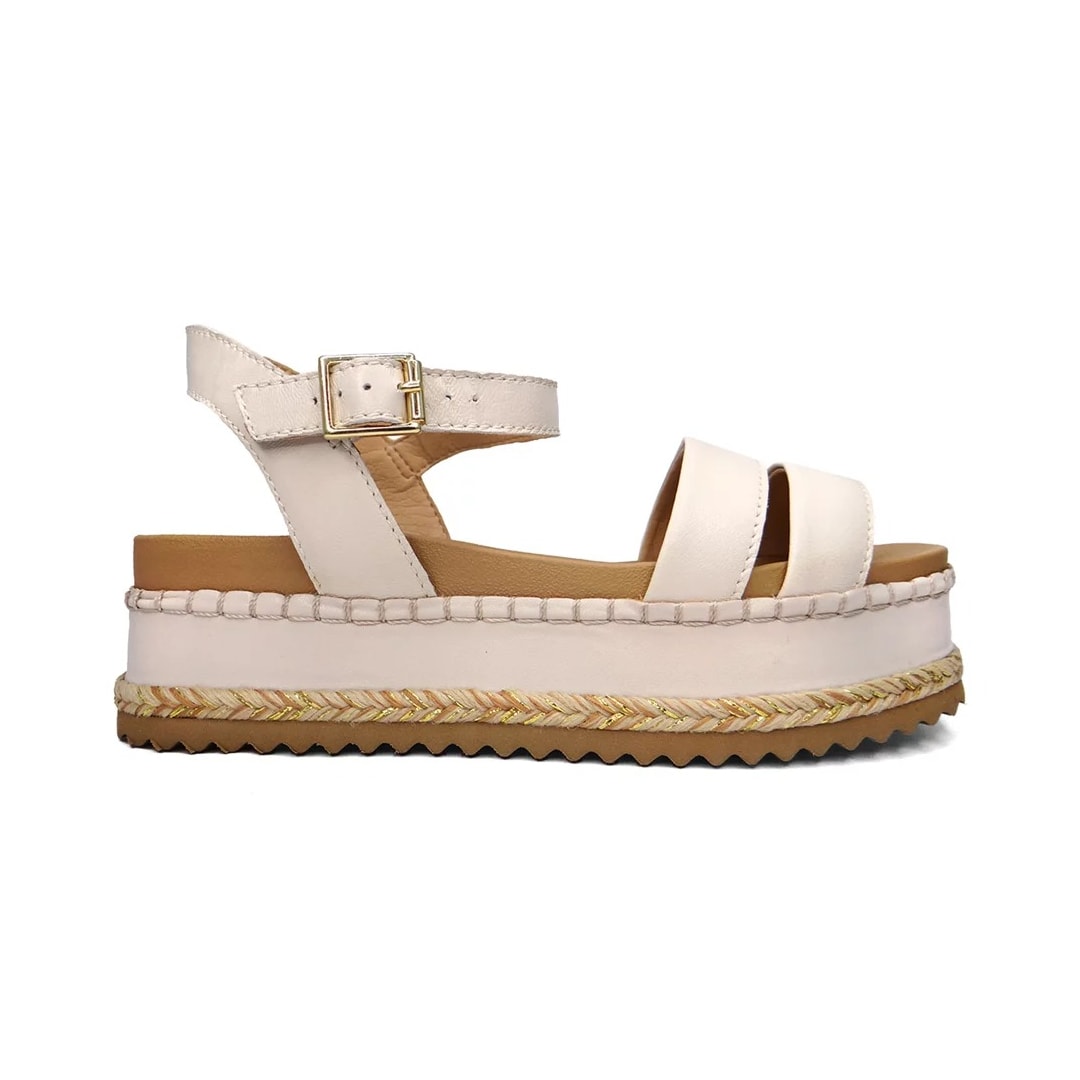 Sandália Bottero Flatform Anabela Couro 355524 Off White Sandália Bottero Flatform Anabela Couro 355524 Off White
