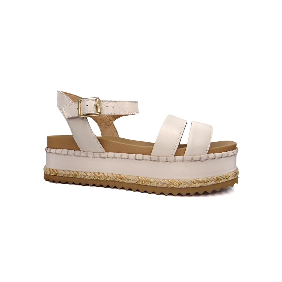 Sandália Bottero Flatform Anabela Couro 355524 Off White Sandália Bottero Flatform Anabela Couro 355524 Off White