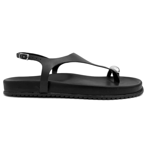 Detalhe - Sandália Bottero Papete Flatform De Couro 364608 Preto