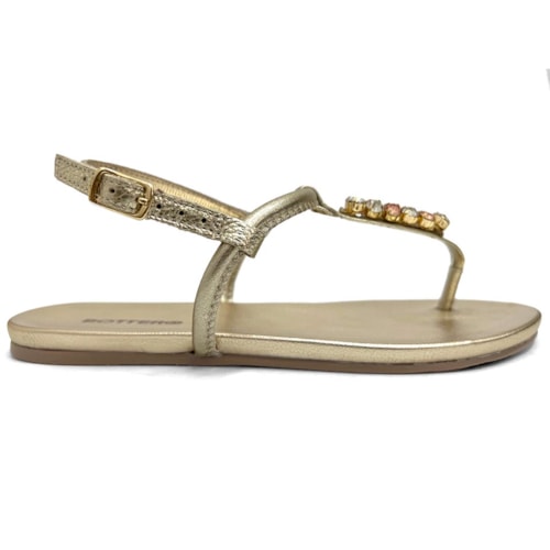Detalhe - Sándalia Bottero Rasteira De Couro 364107 Dourado