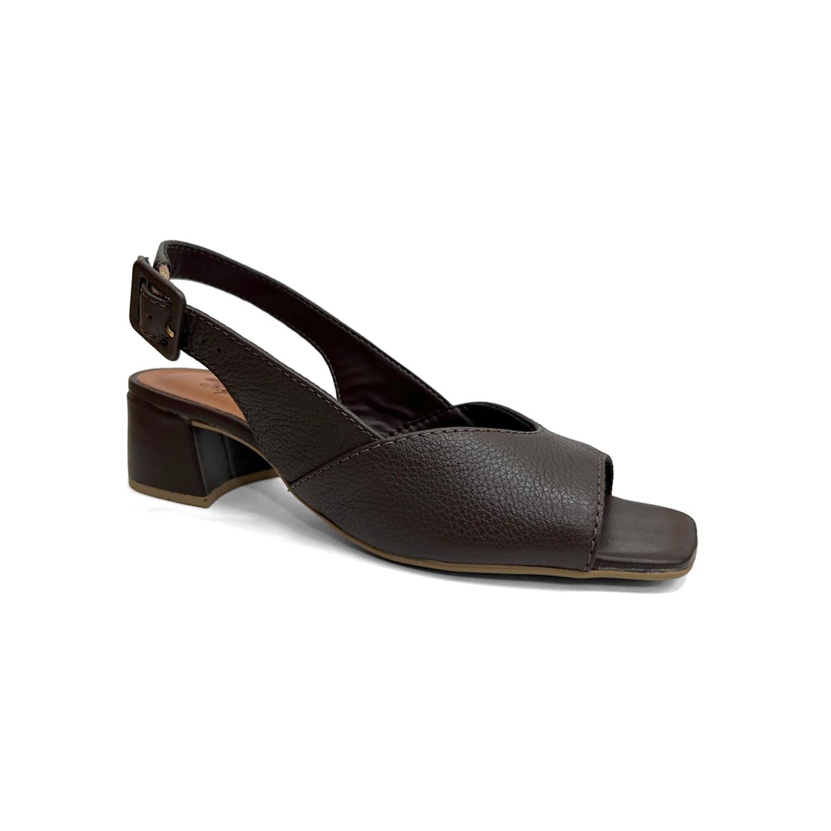 Sandália Bottero Salto Bloco Couro 374004 Marrom