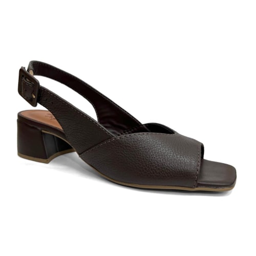 Sandália Bottero Salto Bloco Couro 374004 Marrom