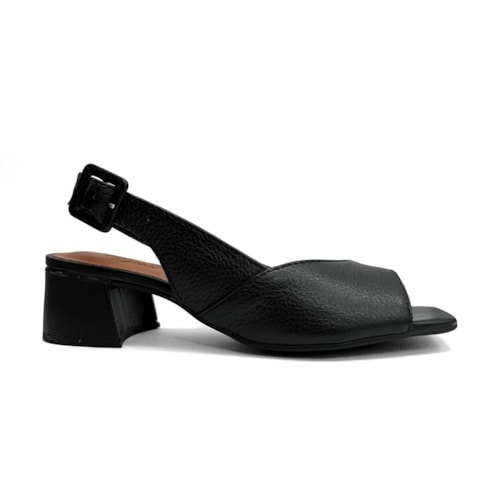 Detalhe - Sandália Bottero Salto Bloco Couro 374004 Preto