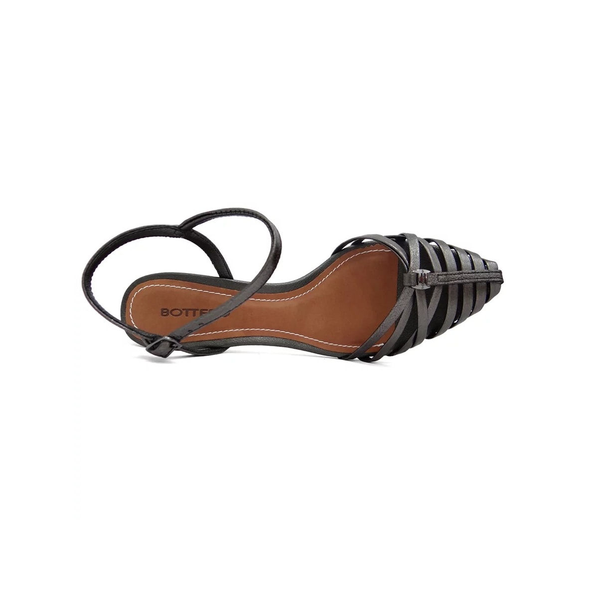 Sandália Bottero Salto Bloco De Couro 360902 Pewter