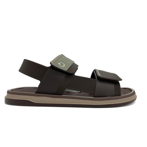 Detalhe - Sandália Cartago Masculina Malaga Sport 12630 Bege/Marrom
