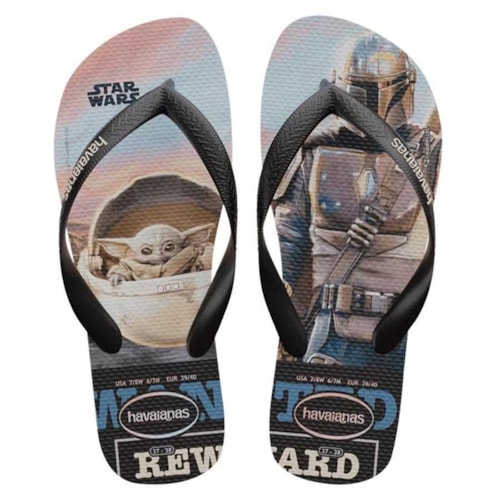 Sandalia Chinelo Havaianas Kids Baby Yoda Bege Palha