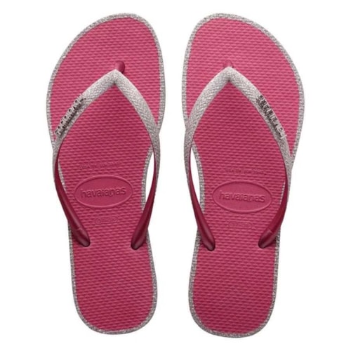 Sandalia Chinelo Havaianas Slim Glitter Contour Rosa Veludo