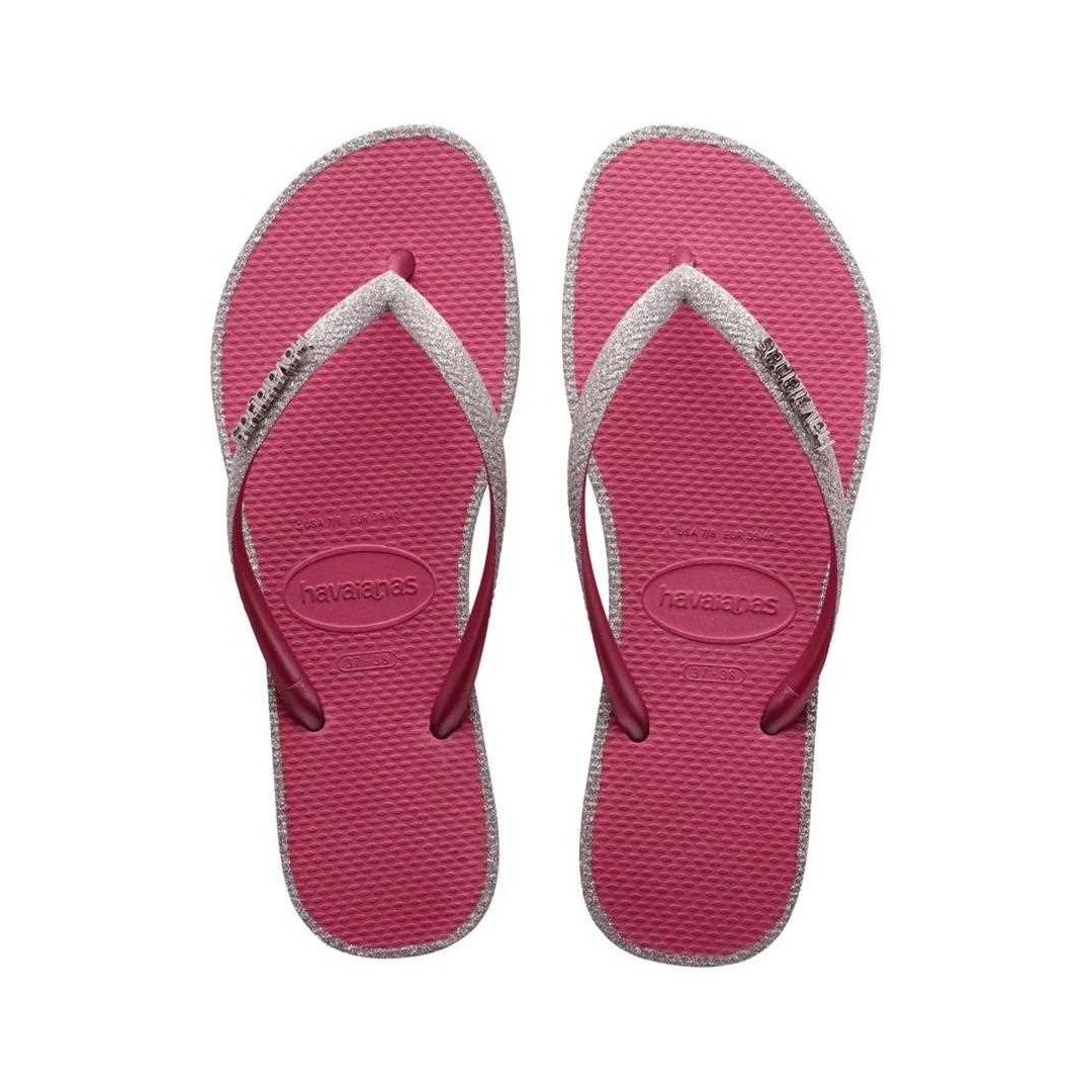 Sandália Chinelo Havaianas Slim Glitter Contour Rosa Veludo Sandália Chinelo Havaianas Slim Glitter Contour Rosa Veludo