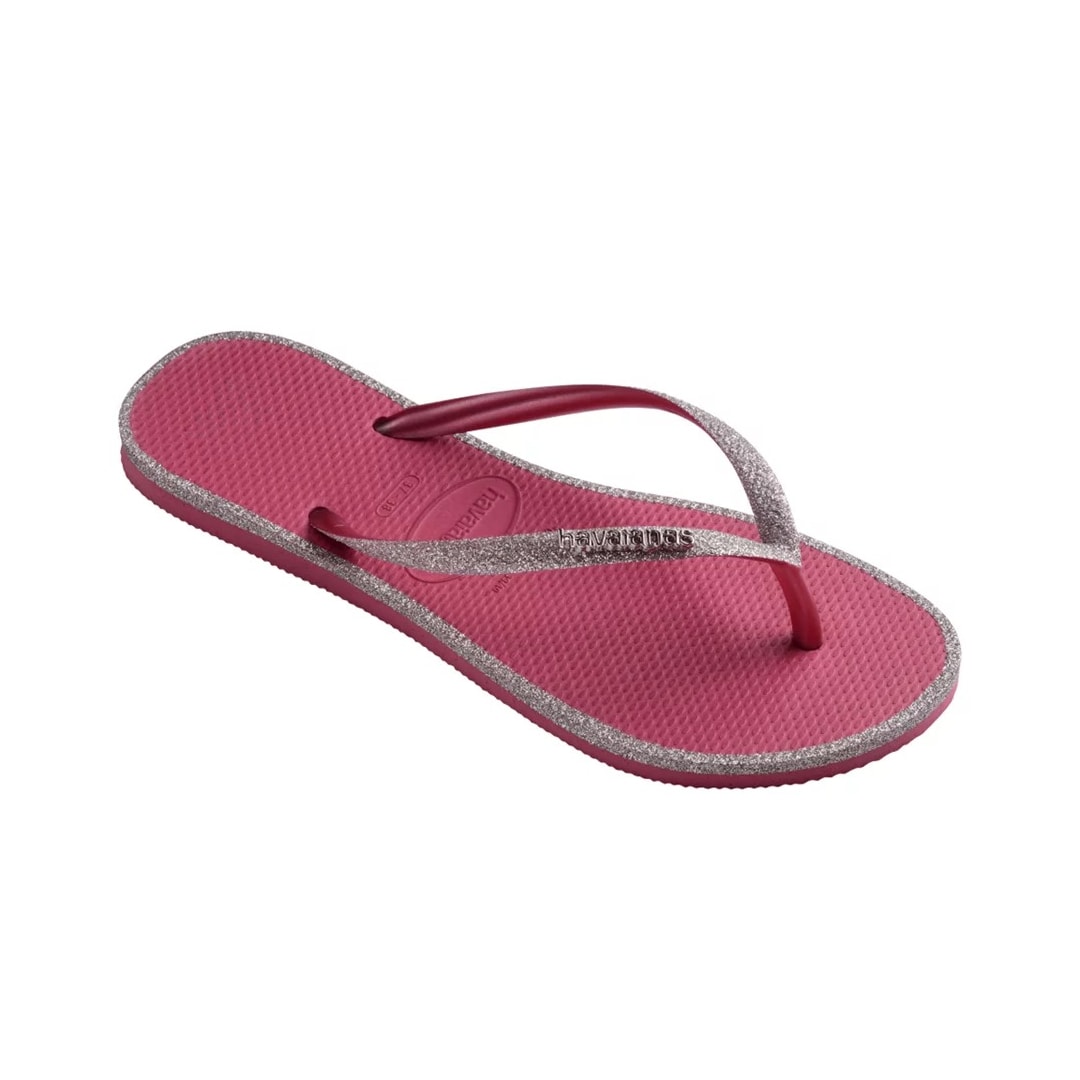 Sandália Chinelo Havaianas Slim Glitter Contour Rosa Veludo Sandália Chinelo Havaianas Slim Glitter Contour Rosa Veludo