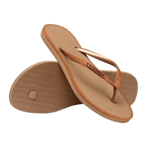 Sandalia Chinelo Havaianas Slim Glitter Contour Rose Gold