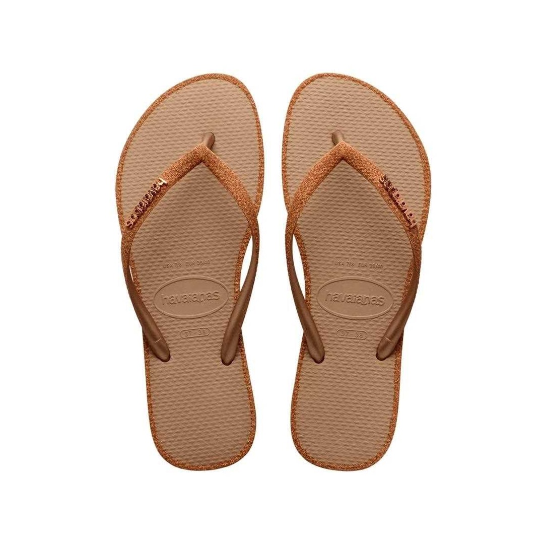 Sandália Chinelo Havaianas Slim Glitter Contour Rose Gold