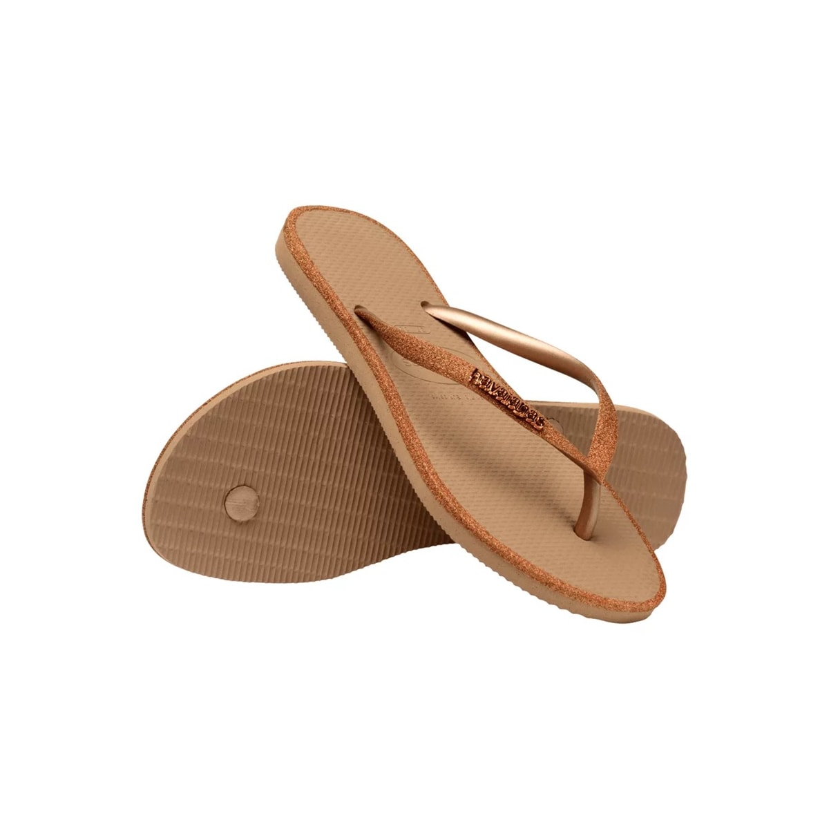 Sandália Chinelo Havaianas Slim Glitter Contour Rose Gold
