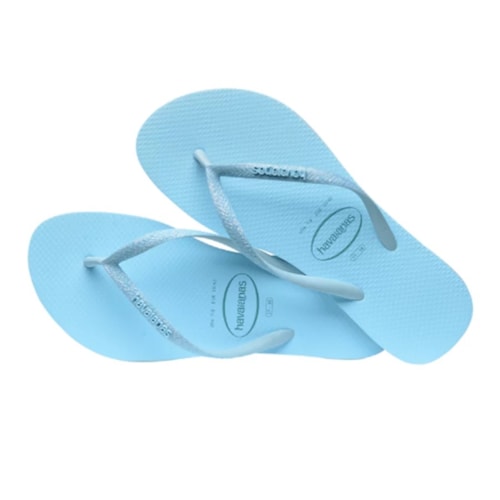 Sandalia Chinelo Havaianas Slim Glitter Neon Azul Water