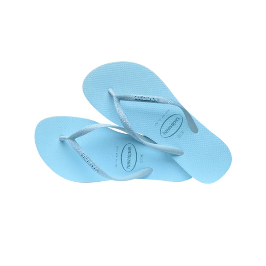 Sandália Chinelo Havaianas Slim Glitter Neon Azul Water