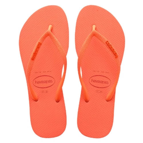 Sandalia Chinelo Havaianas Slim Glitter Neon Coral Spark