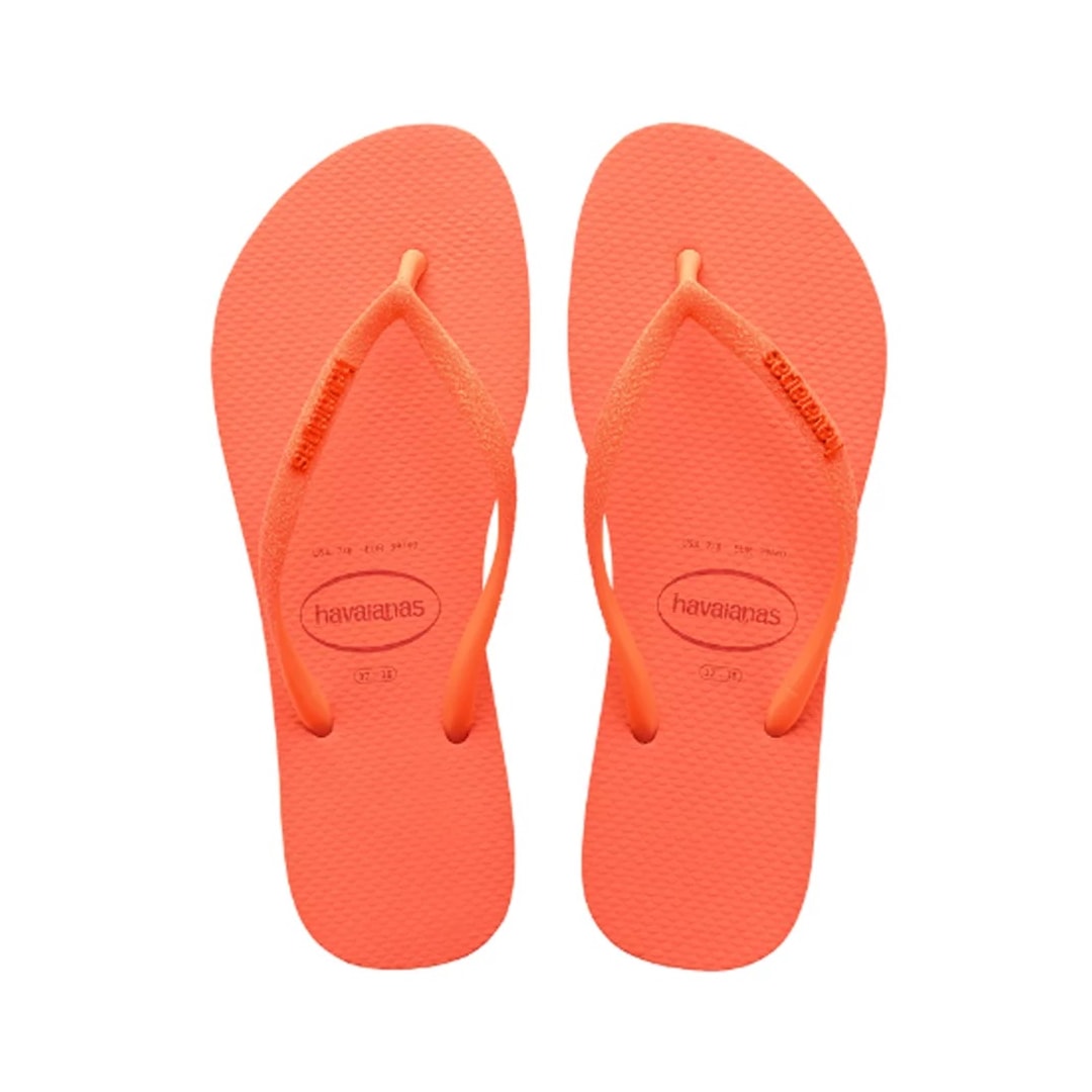 Sandália Chinelo Havaianas Slim Glitter Neon Coral Spark