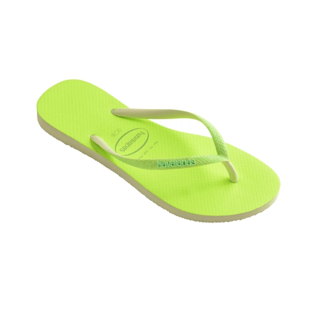 Sandália Chinelo Havaianas Slim Glitter Neon Lima
