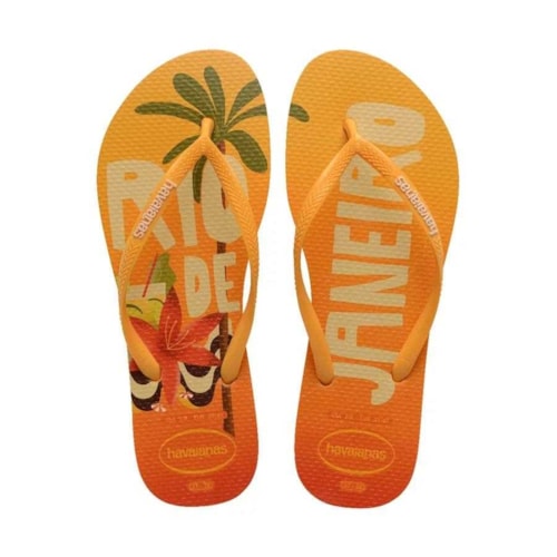 Sandalia Chinelo Havaianas Slim Postcard Amarelo Pop