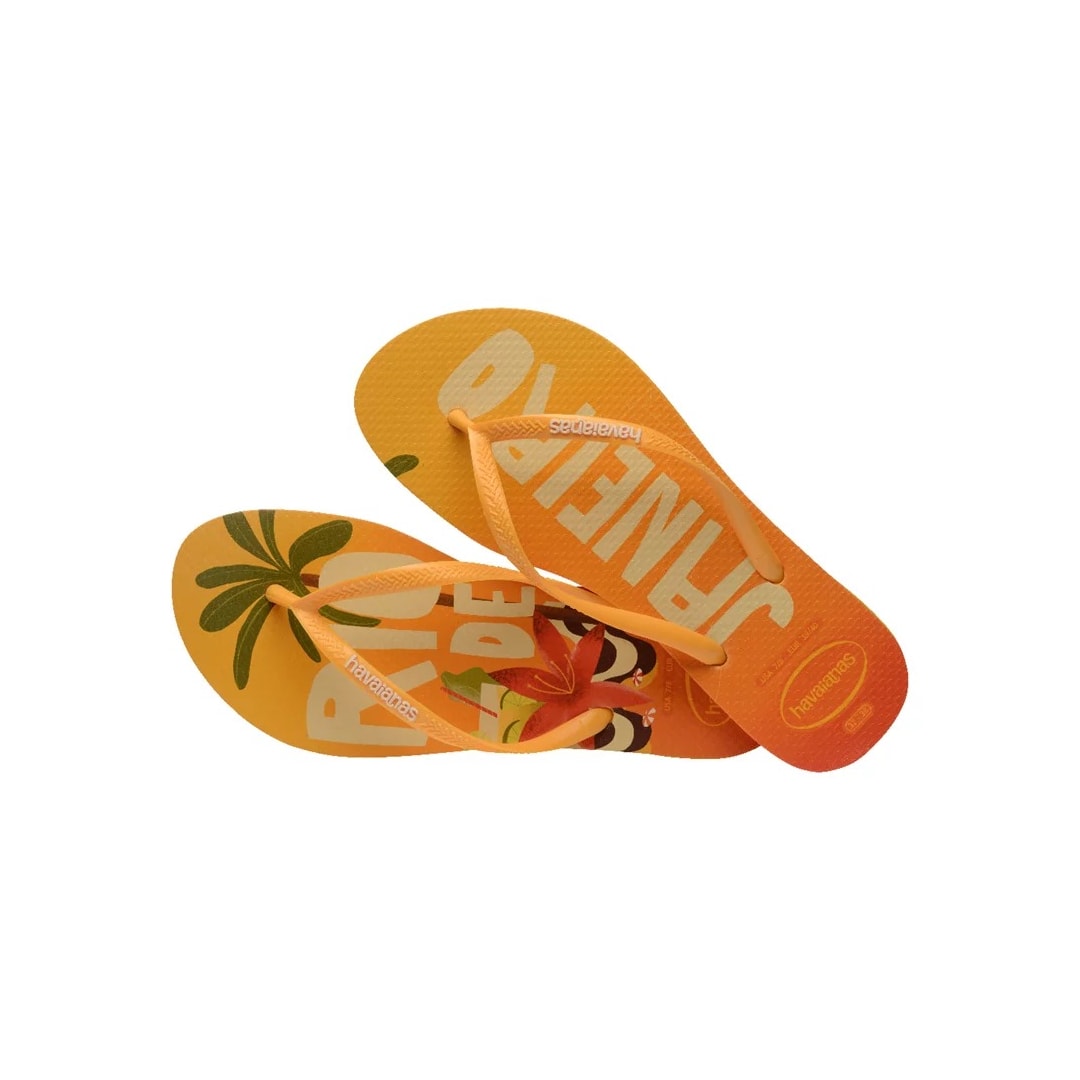 Sandália Chinelo Havaianas Slim Postcard Amarelo Pop