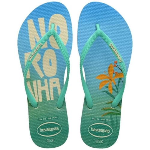 Sandalia Chinelo Havaianas Slim Postcard Bege Palha