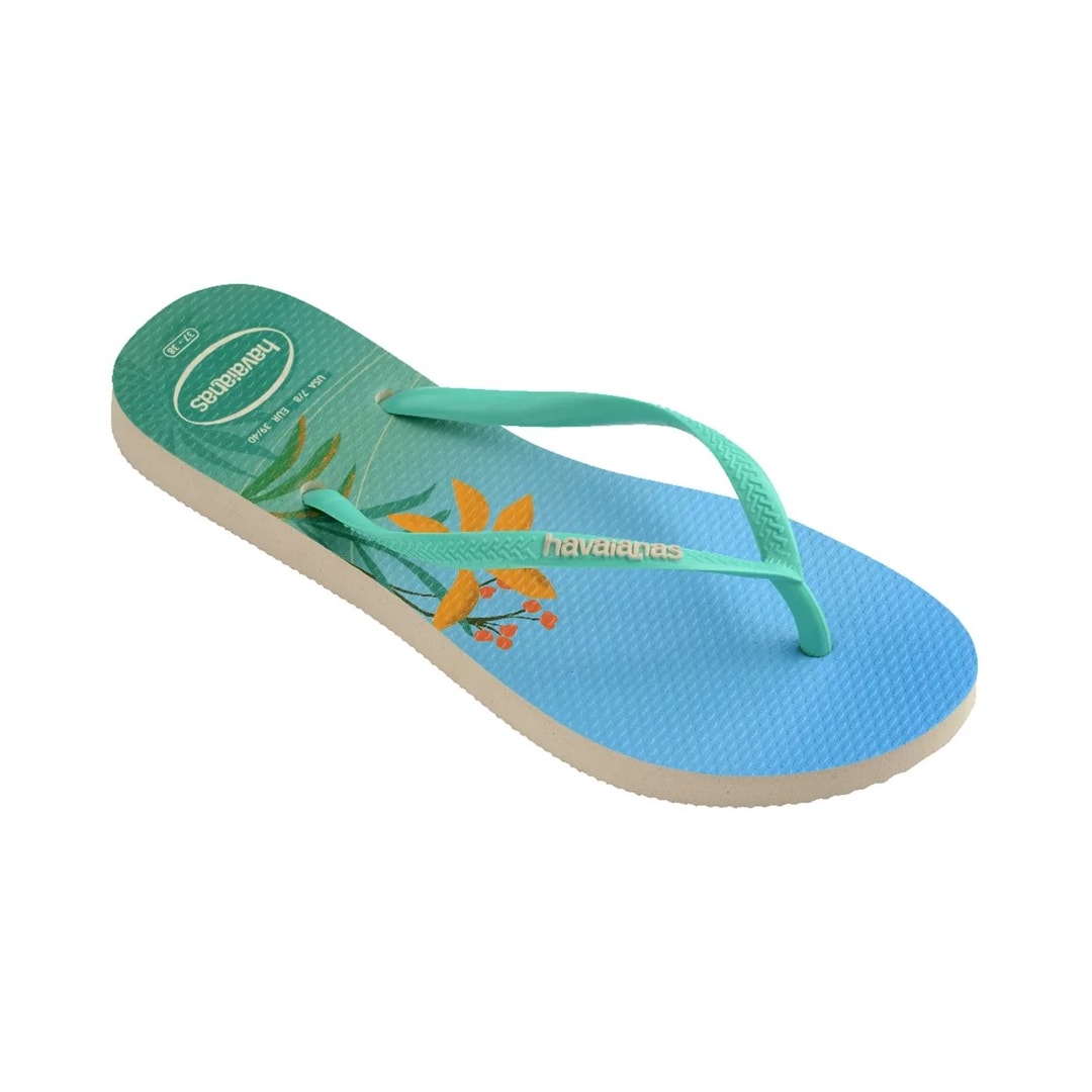 Sandália Chinelo Havaianas Slim Postcard Bege Palha