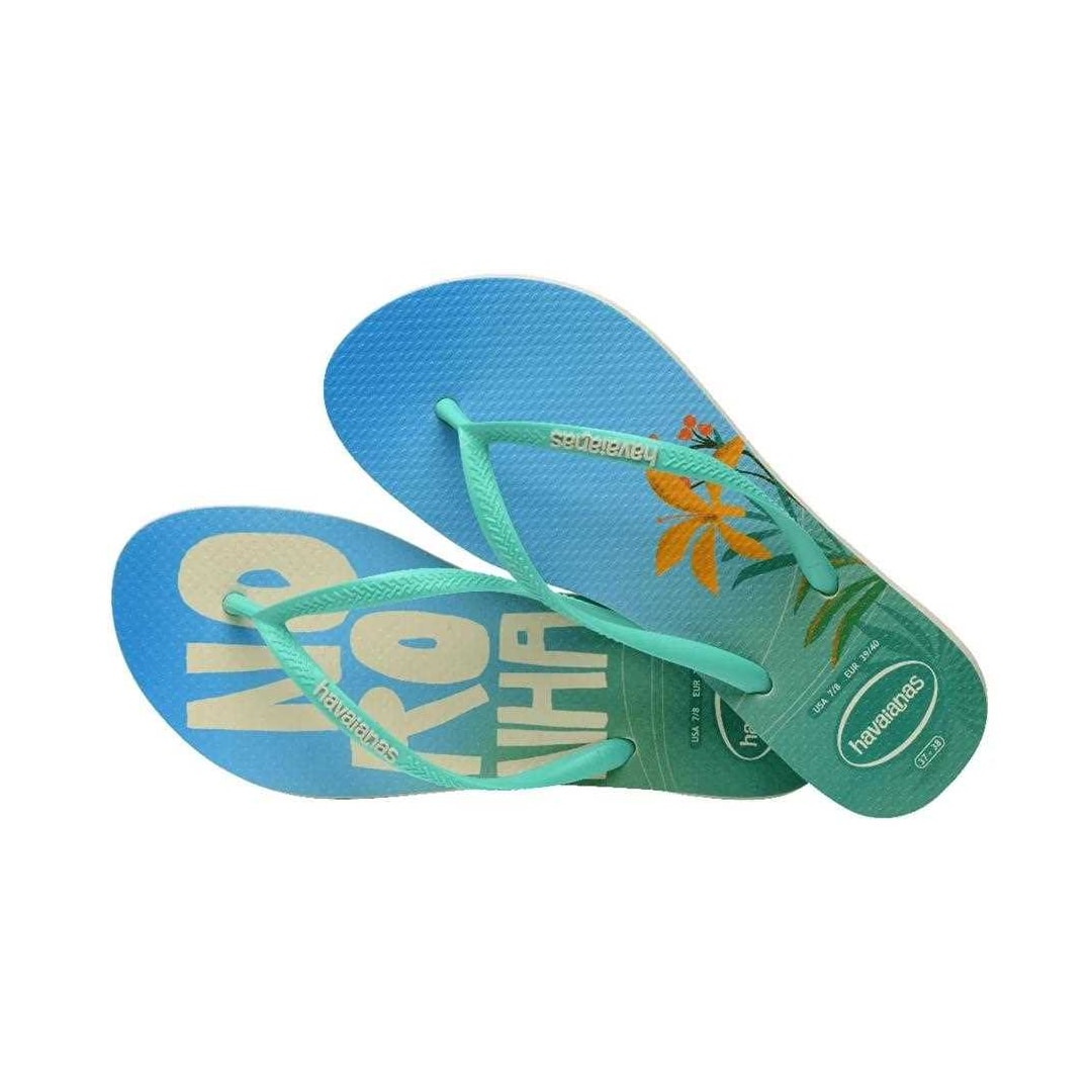 Sandália Chinelo Havaianas Slim Postcard Bege Palha