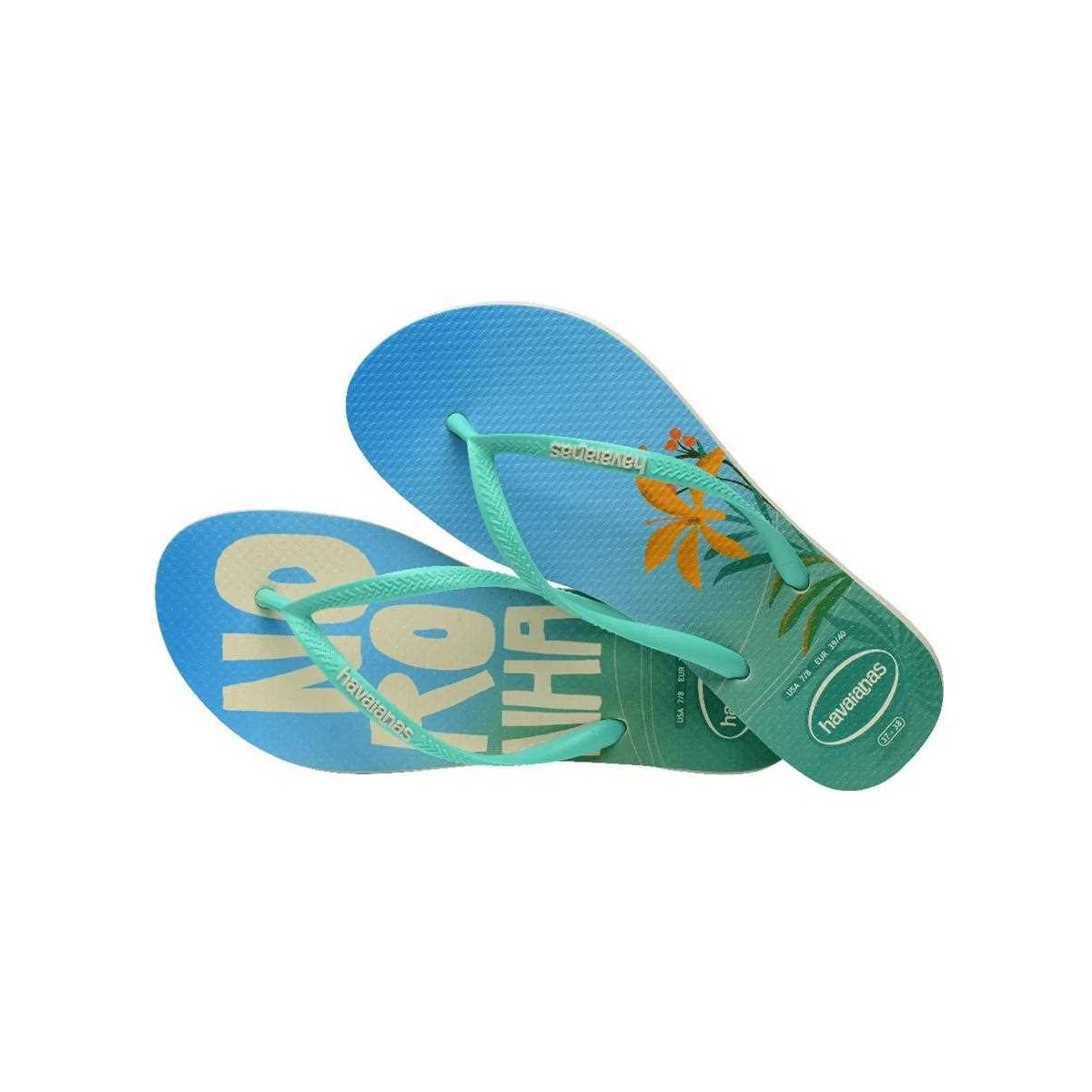 Sandália Chinelo Havaianas Slim Postcard Bege Palha
