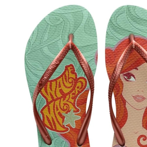 Detalhe - Sandália Chinelo Havaianas Slim Princesas Argila