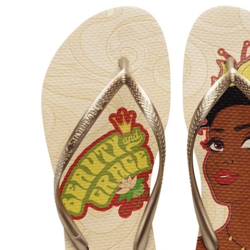 Sandalia Chinelo Havaianas Slim Princesas Bege Palha