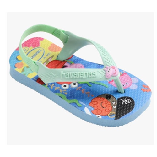 Detalhe - Sandalia Chinelo New Baby Peppa Pig Azul Lavanda