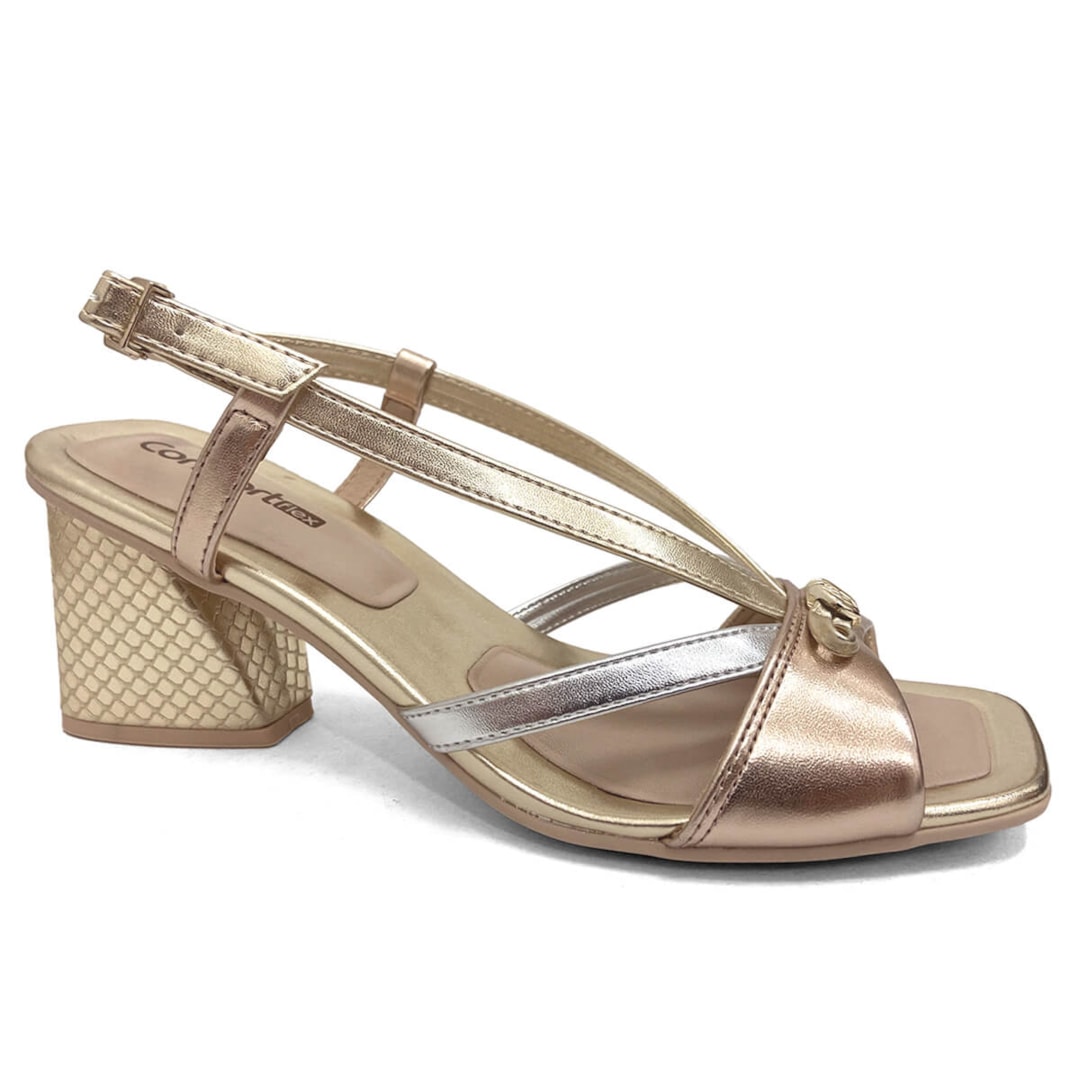 Sandália Comfortflex 22-74403 Rose/Prata/Ouro Sandália Comfortflex 22-74403 Rose/Prata/Ouro